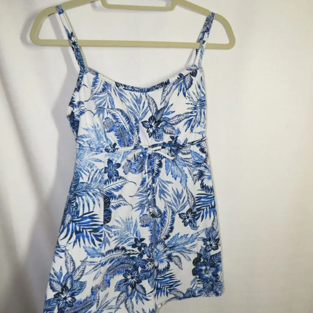 Swim Solutions Floral Padded Wireless Tummy Control Swimsuit Swim Dress Sz 10 - Picture 7 of 12